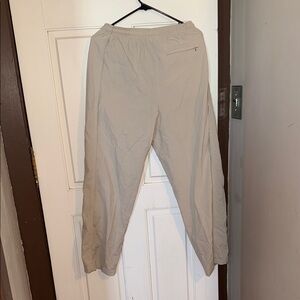 Tan Elastic Waist Joggers with Tapered Cuffs